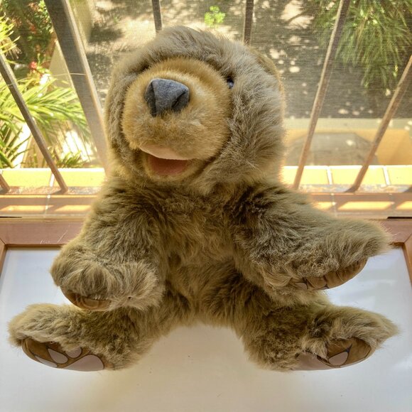 Grizzly Bear Hand Puppet Light Brown Folkmanis Puppets Plush Stuffed Animal - Picture 4 of 14